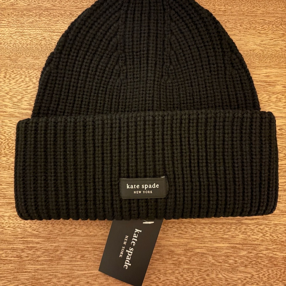 Kate Spade Black Ribbrd Beanie